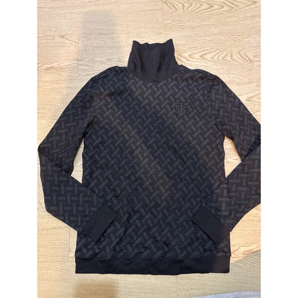 Burberry Other - Burberry TB Monogram Turtleneck Sweatshirt Black Charcoal Logo Print Small